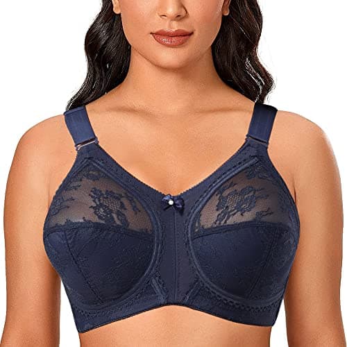 TELIMUSSTO Women's Plus Size Floral Lace Firm Hold Bra Minimizer
