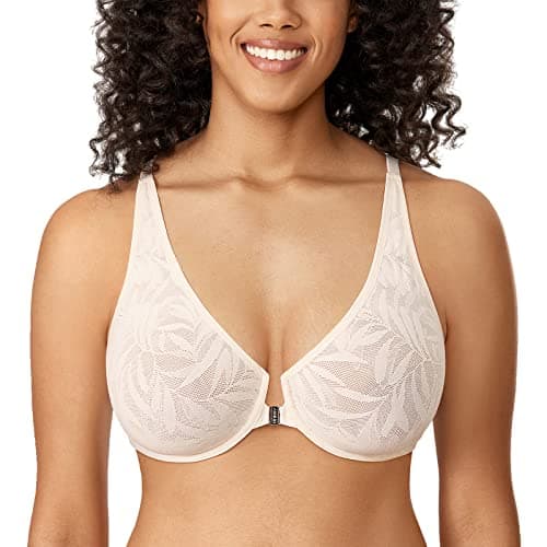Women's Front Closure Soft Lace Underwire Bras Plus Size