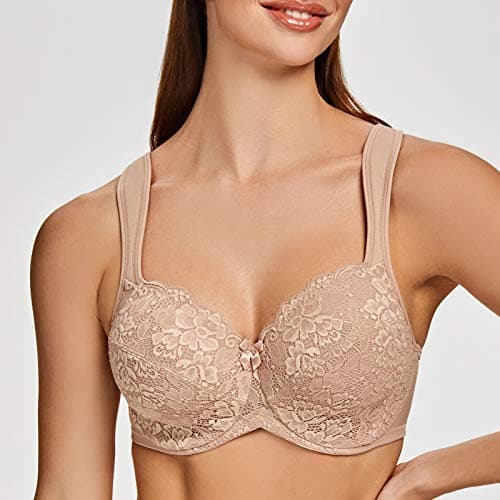 MELENECA Women's Floral Lace Minimizer Underwire Bra