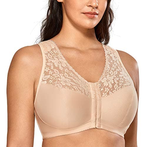 Delimira Plus Size Front Closure Racerback Lace Bra