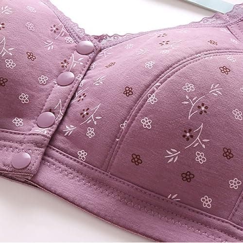 Comfortable 3-Piece Daisy Push-Up Bra Set for Older Women Full Coverage Front-Closure Bras
