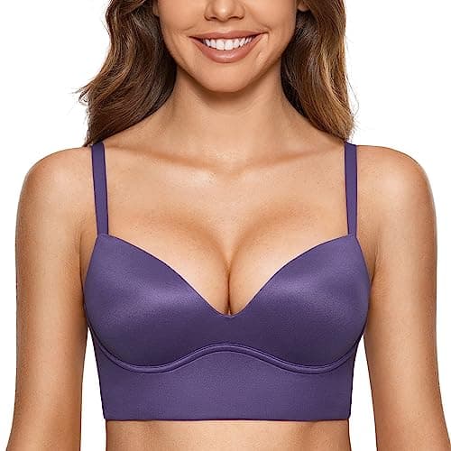 DOBREVA Women'sPush Up T-Shirt Bra No Underwire Plunge