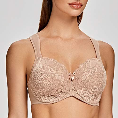 MELENECA Women's Floral Lace Minimizer Underwire Bra