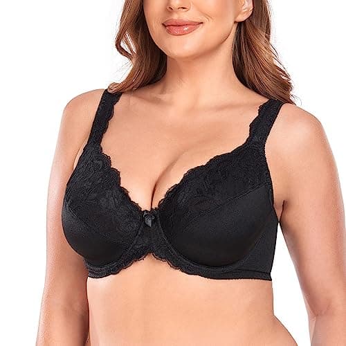 TELIMUSSTO Women's Plus Size Non-Padded Underwire Bra with Lace Coverage
