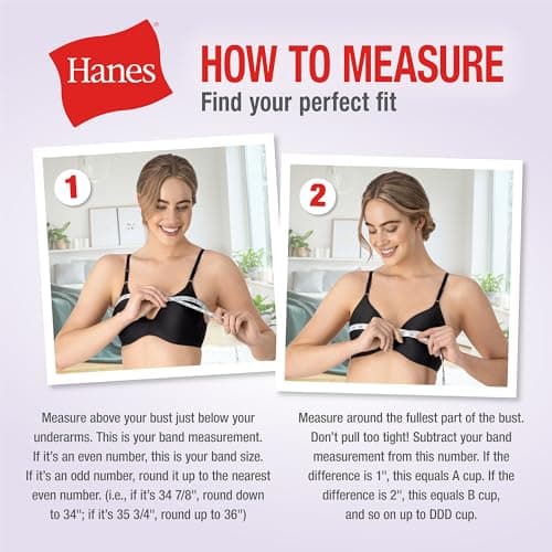 Hanes Women's Wireless Bra - Smooth Comfort, Full-Coverage T-Shirt Bra, Single or 2-Pack