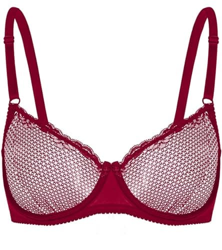 Wingslove Women's Seethrough Lace Balconette Underwire Lingerie