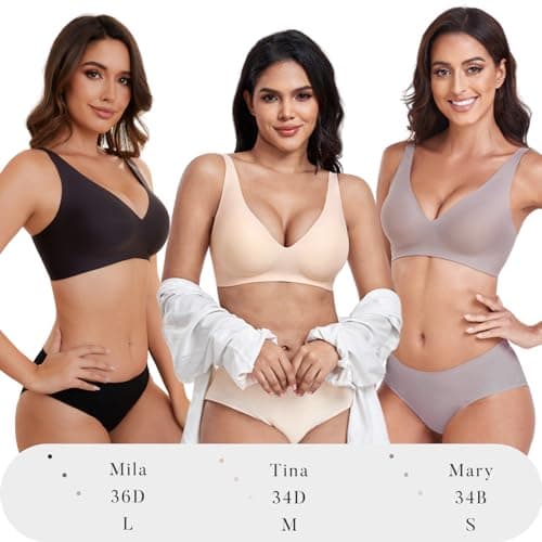 OXYIBRAS Smooth V-Neck Bras for Women No-Wire Seamless Sleep Bralette