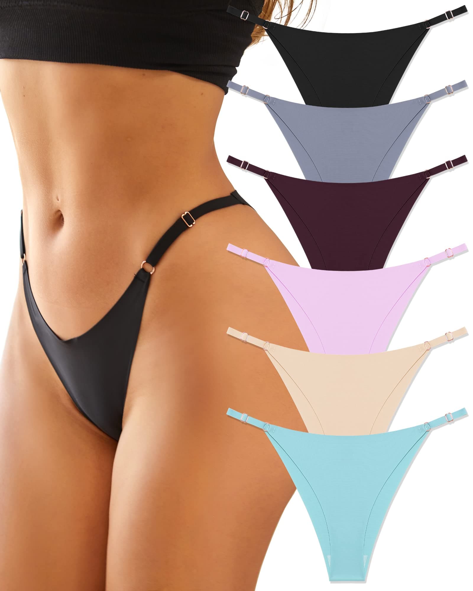 Adjustable Seamless Women's String Bikini Underwear Pack - XS-L