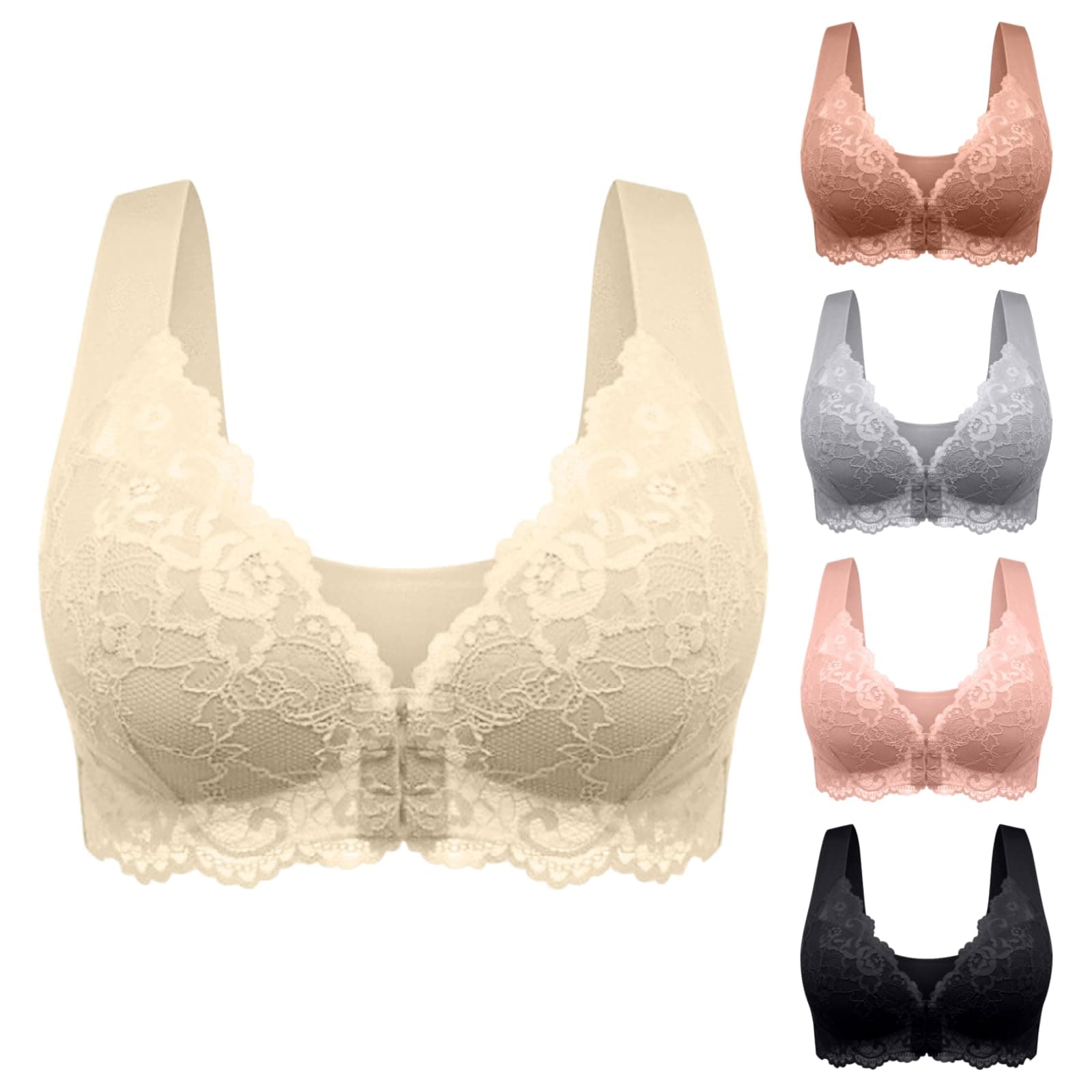 MaMiDay Seamless Bra for Women - No Wire, Front Closure, Push Up Bralette
