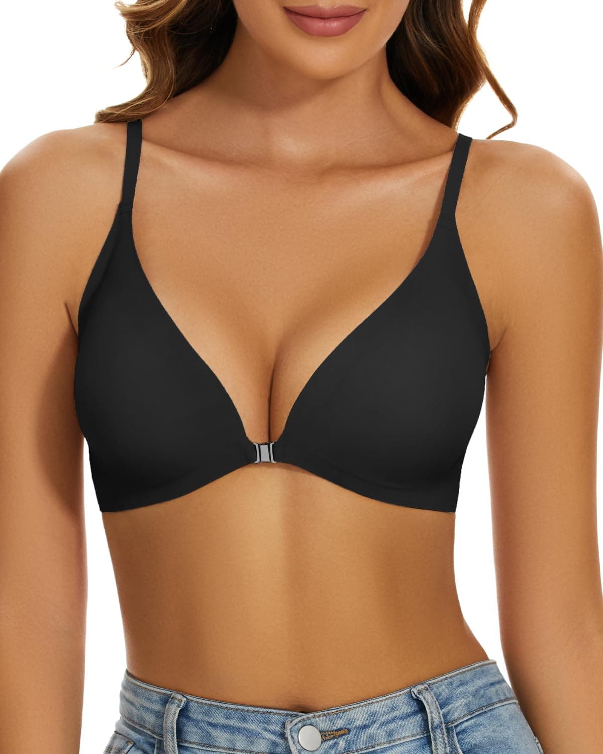 SEXYEYE Push Up Bra for Women: Comfortable No Underwire V-Neck Bralette