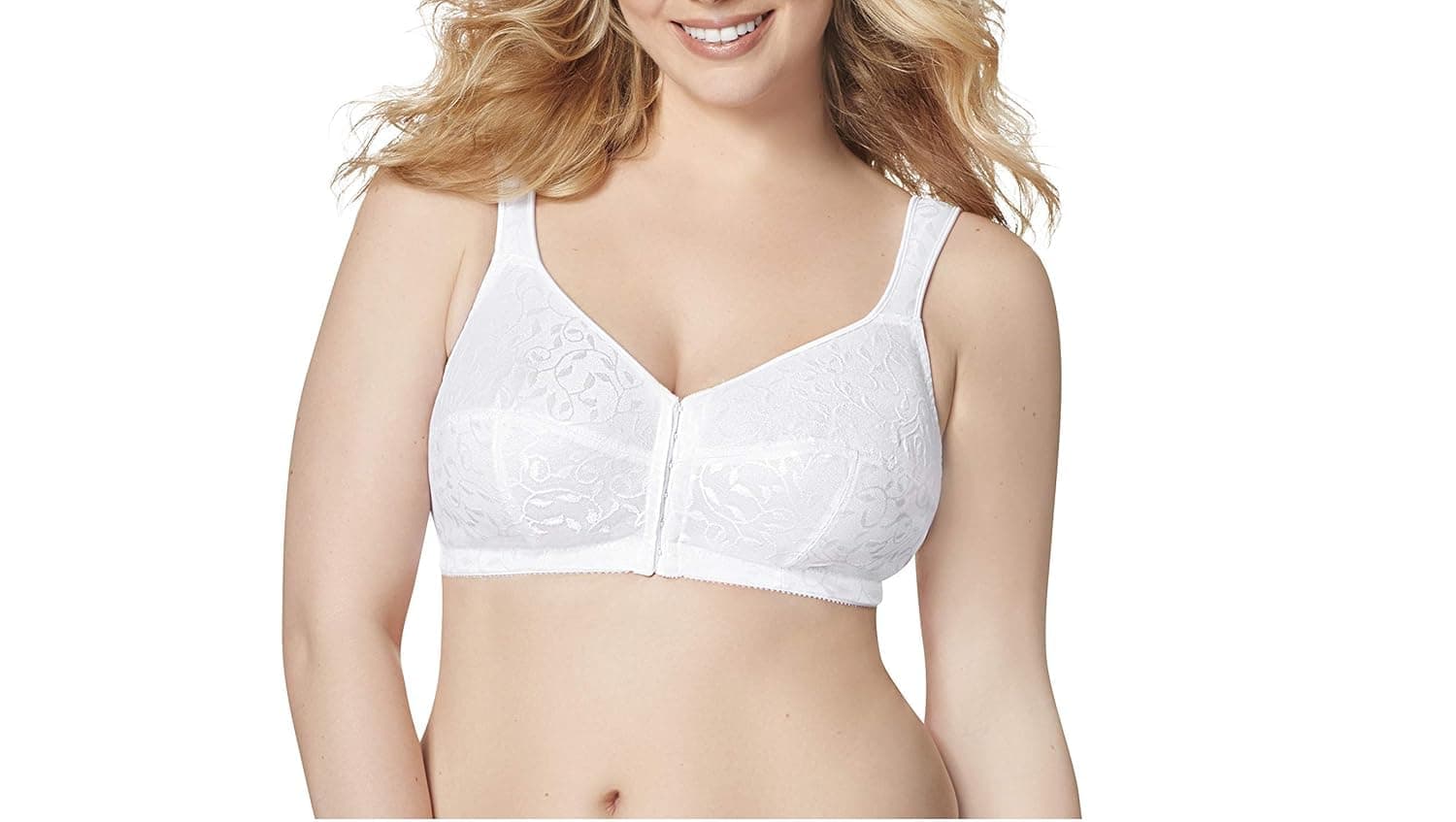 JUST MY SIZE Women's Easy-On Front-Close Wirefree Bra MJ1107