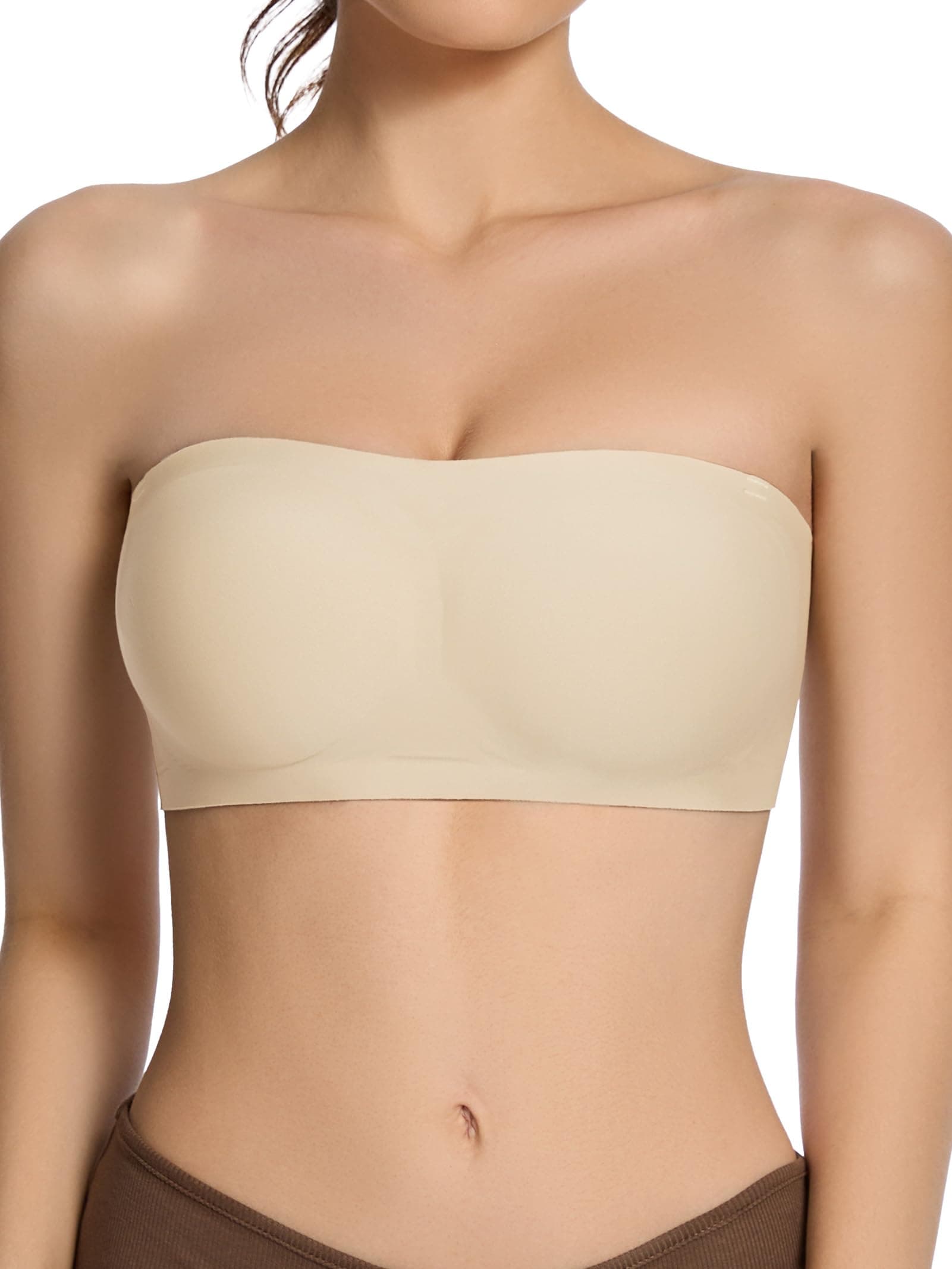 HBselect Non-Slip Padded Bandeau Bra for Large Bust Women Seamless Wireless Tube Top