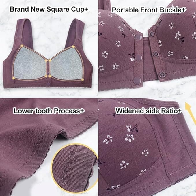 ONLYSTORY Senior Women's Daisy Bras for Comfort Wireless Snap Closure
