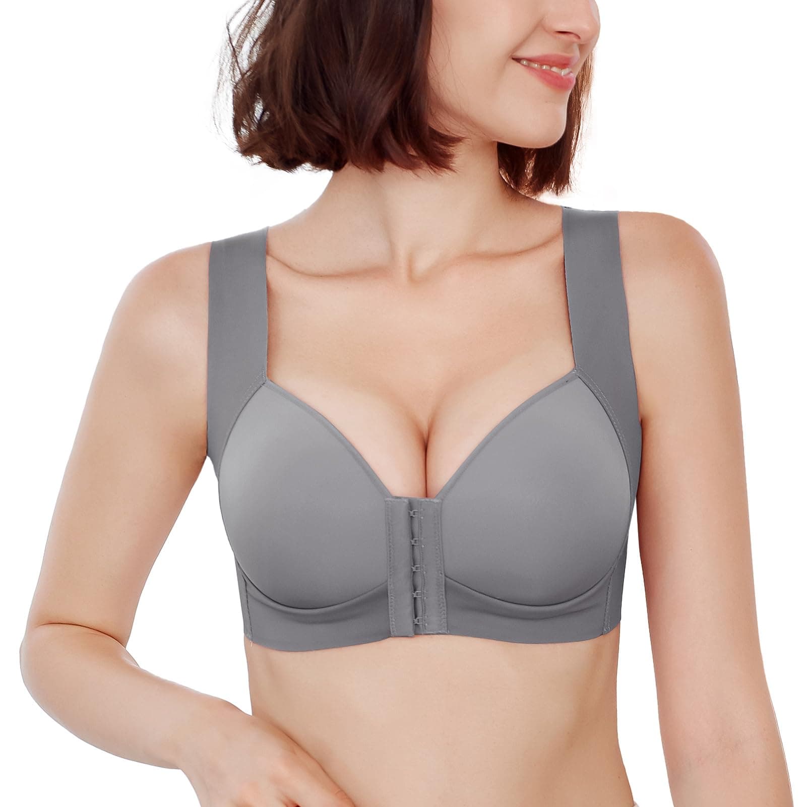 FallSweet Women's Close Front Push-Up Wire-Free Seamless Bra for Comfort