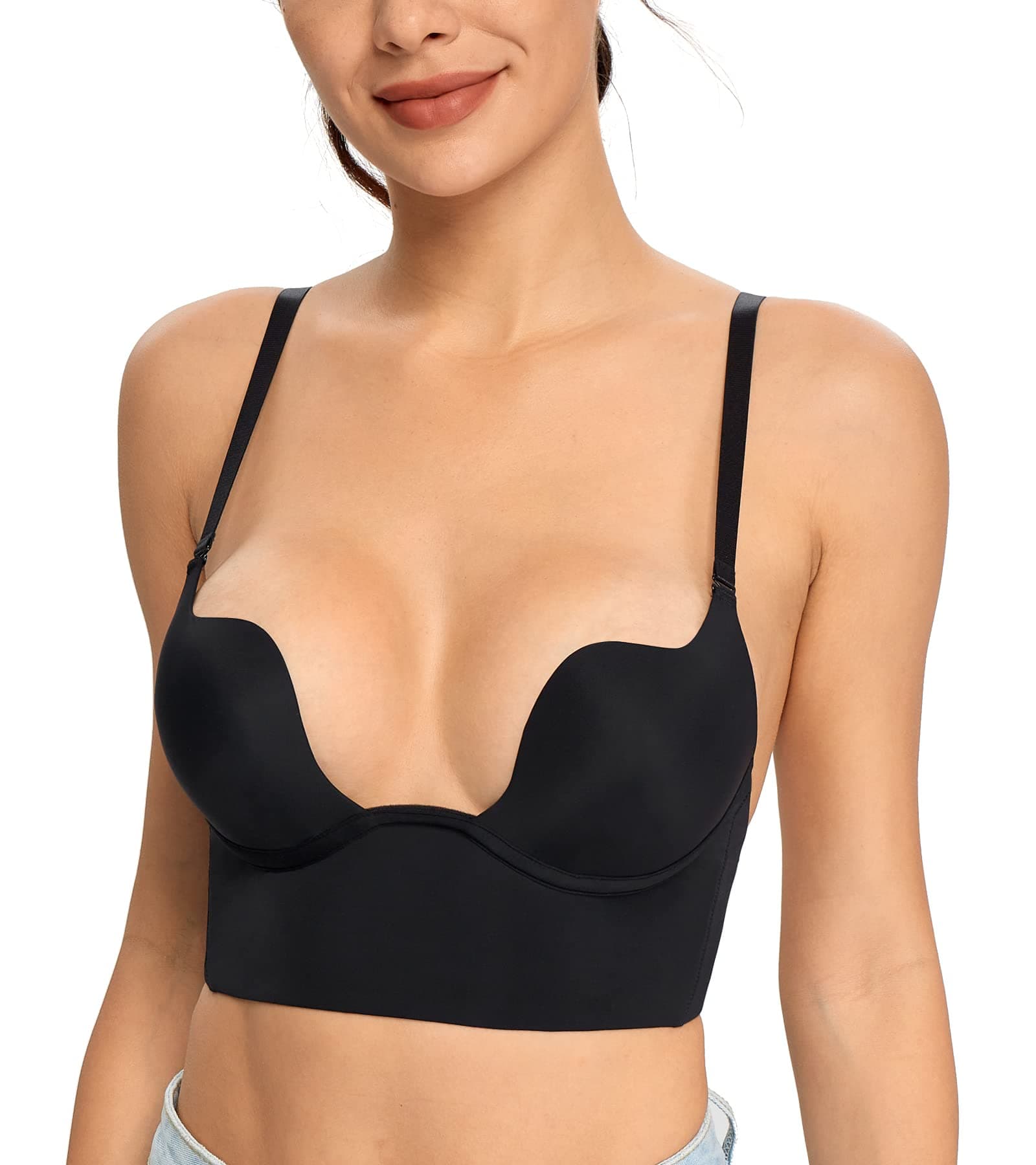 HACI Deep Plunge Backless Push Up Bra for Bust Support