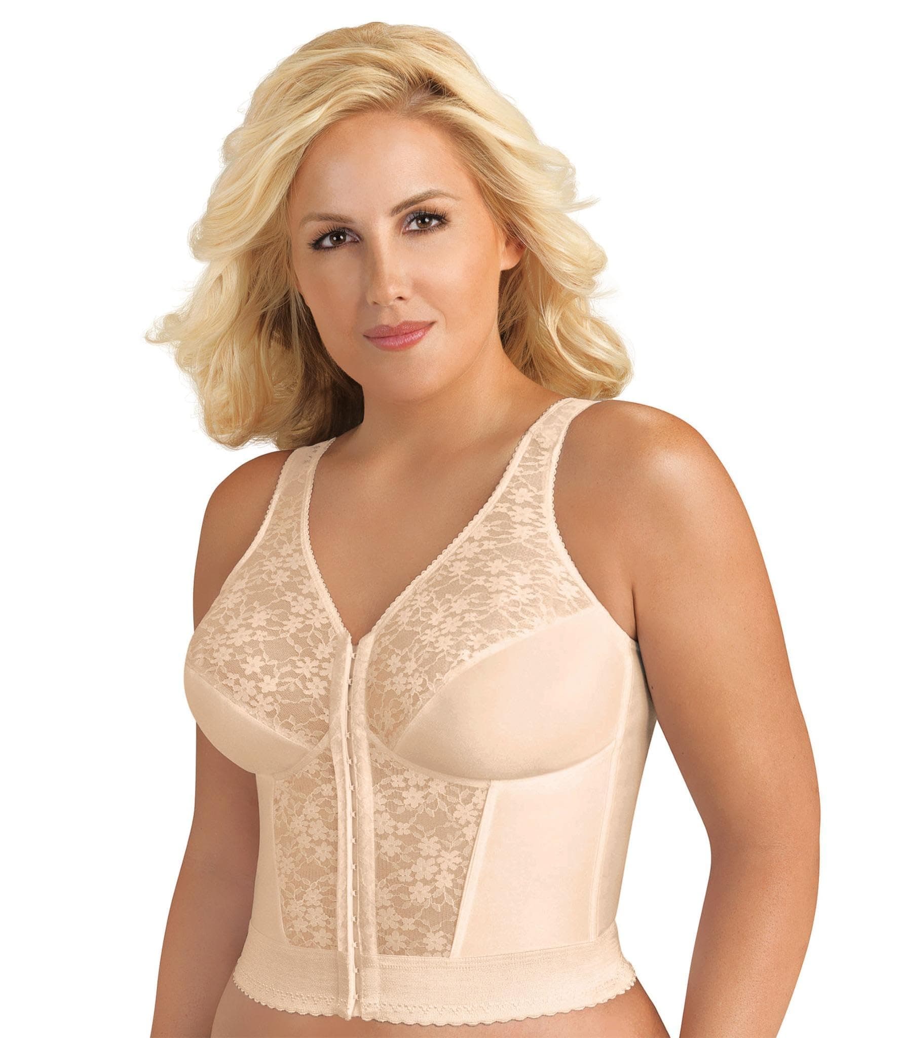 Slimming Wireless Back Support Longline Bra with Lace & Front Closure Form 5107565