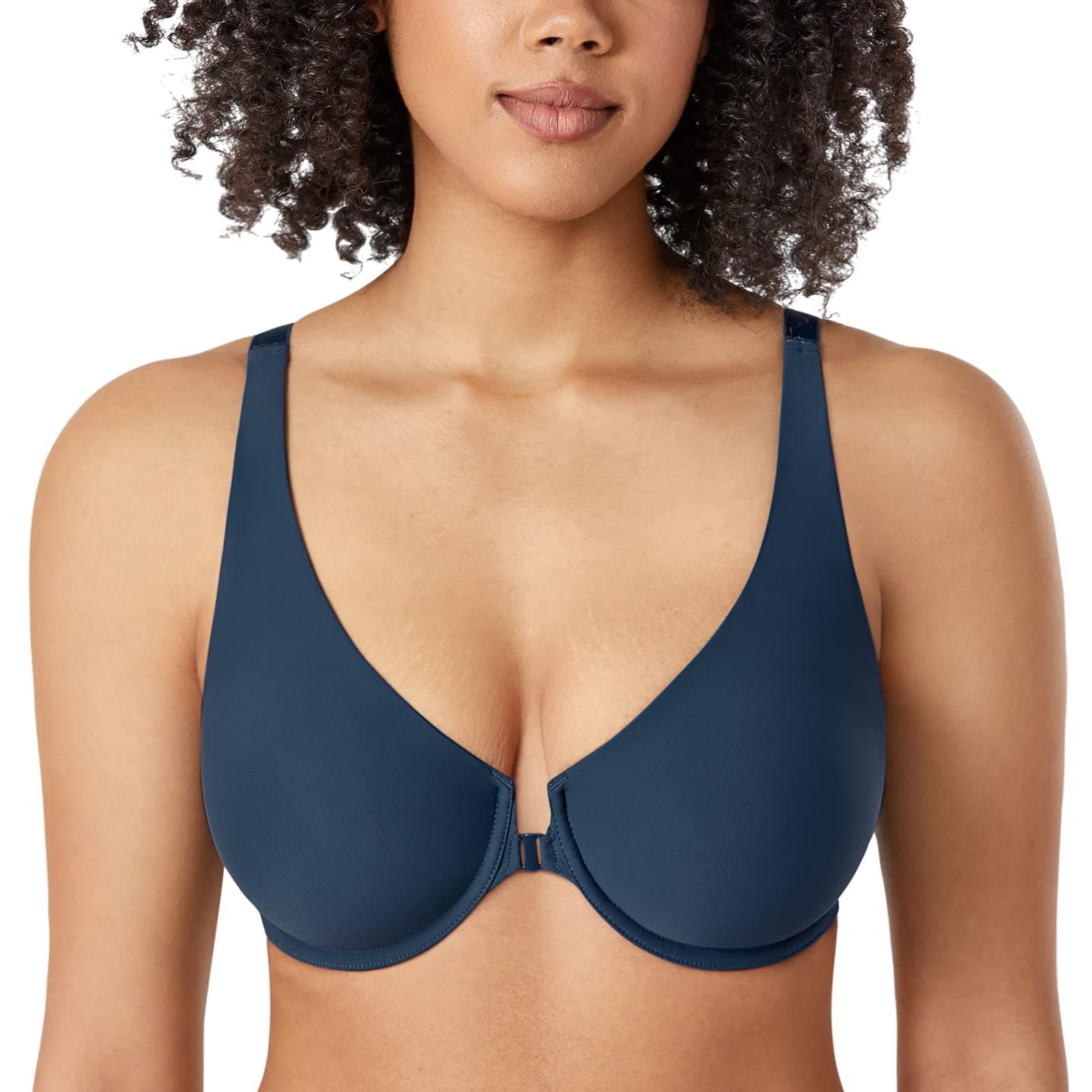 DELIMIRA Plus Size Plunge Underwire Front Closure Seamless Bra