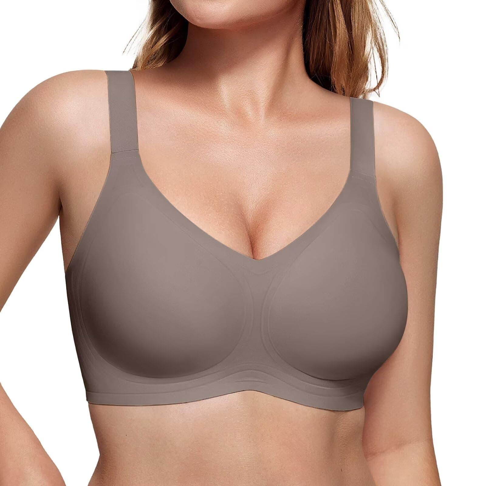 Vertvie Women's Wireless Push-Up Sports Bra with Underarm Smoothing