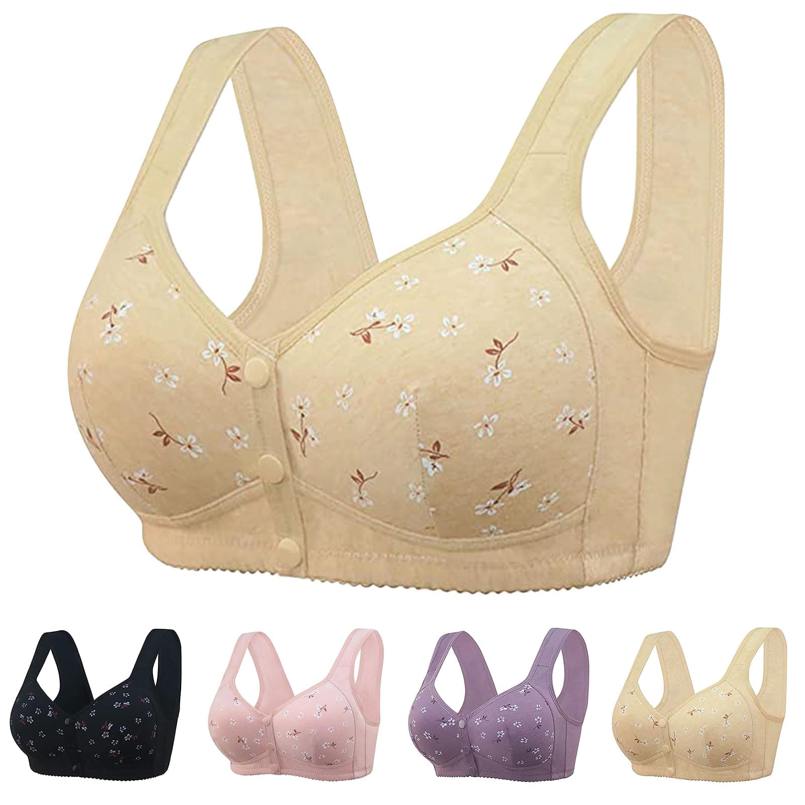 LBECLEY Comfortable Daisy Bras for Older Women Full Coverage Plus Size