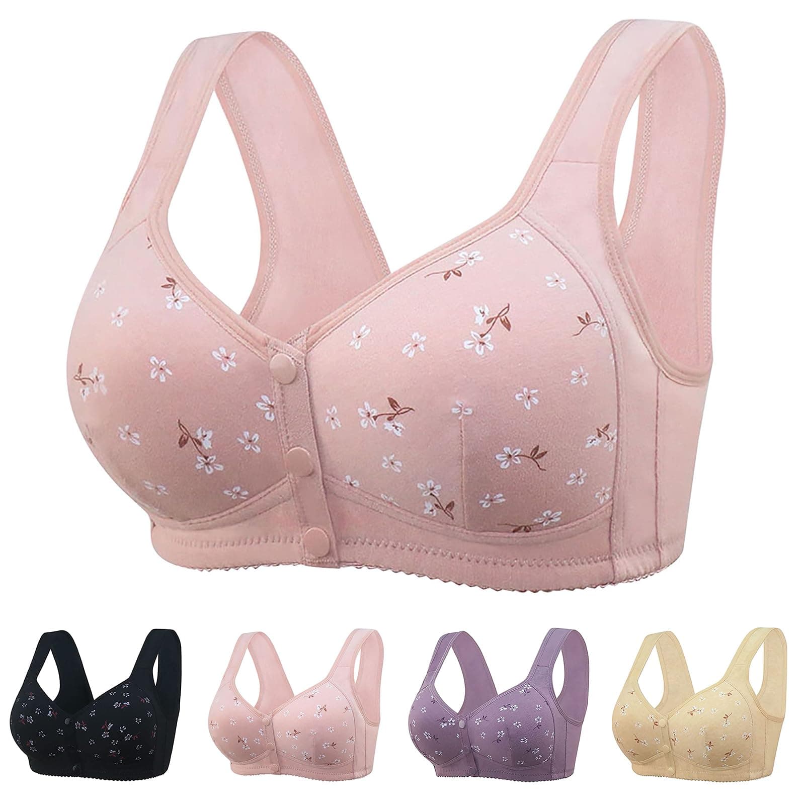 LBECLEY Daisy Bras for Older Women Full Coverage Cotton Comfort