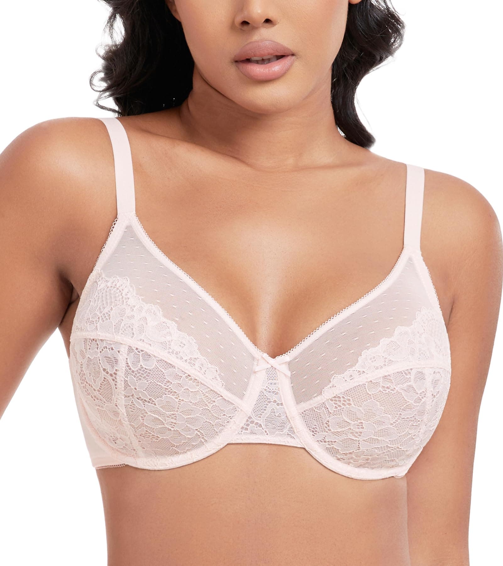 DotVol Women's Plus Size Full Coverage Sexy Lace Underwire Bra Minimizer