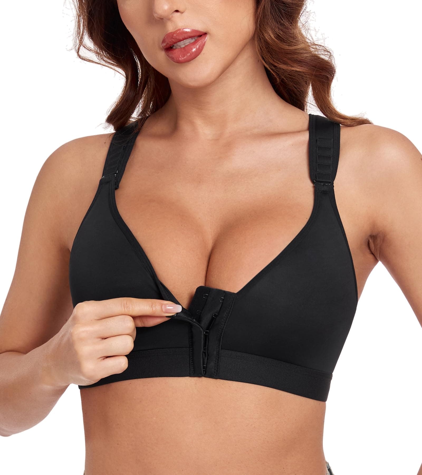HACI Post-Surgical Wirefree Racerback Mastectomy Bra with Front Closure