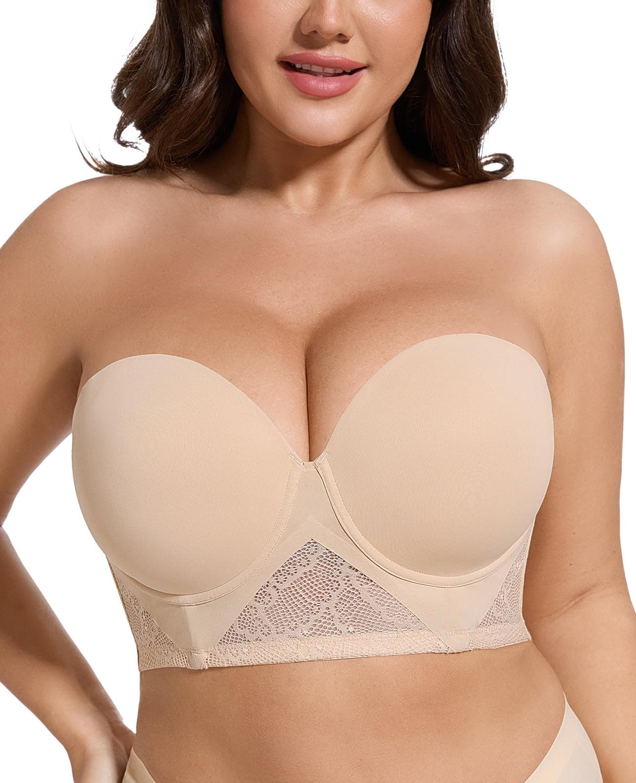 HWDI Convertible Multiway Lace Longline Bra for Women Plus Size