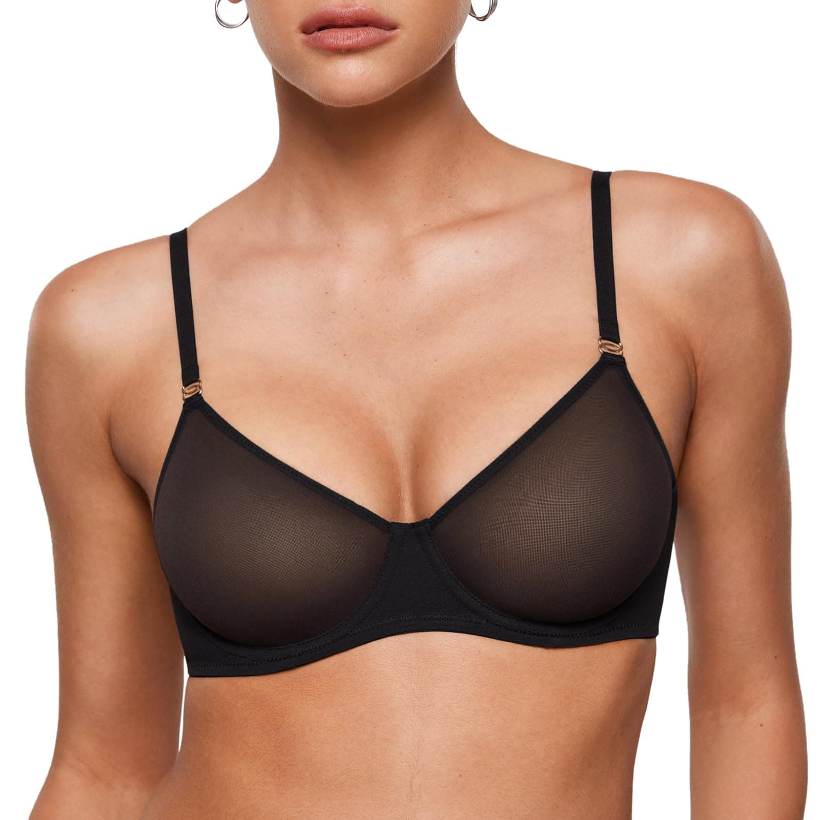 INLYRIC Women's Sexy Sheer Demi Balconette Bras