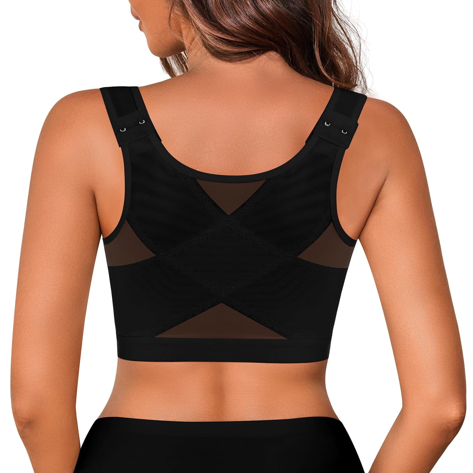 IROCUE Women's Posture Corrector Bra with Back Support and Nipple Covers