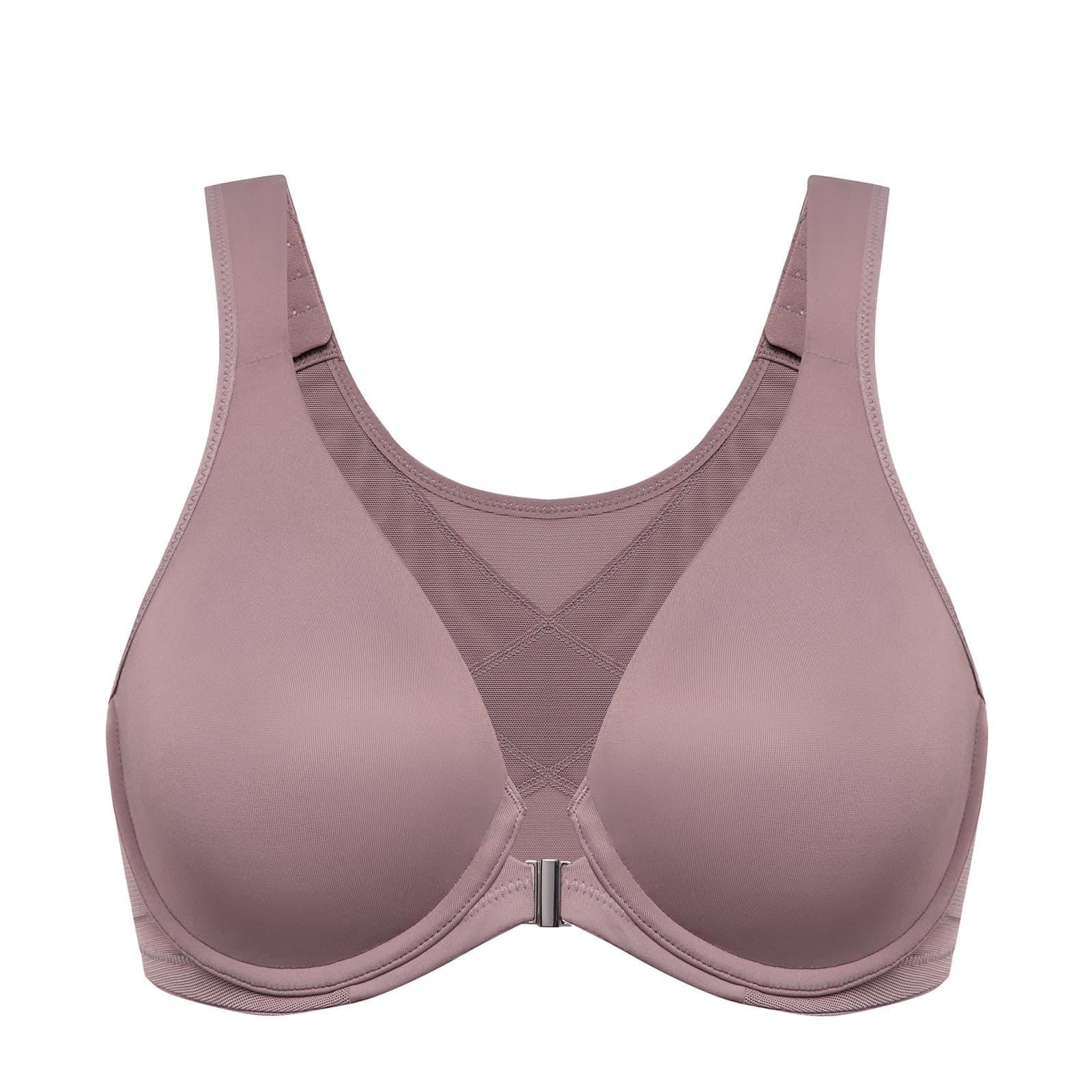 Delimira Women's Posture Plus Size Underwire Plunge Bra Back Support B-H