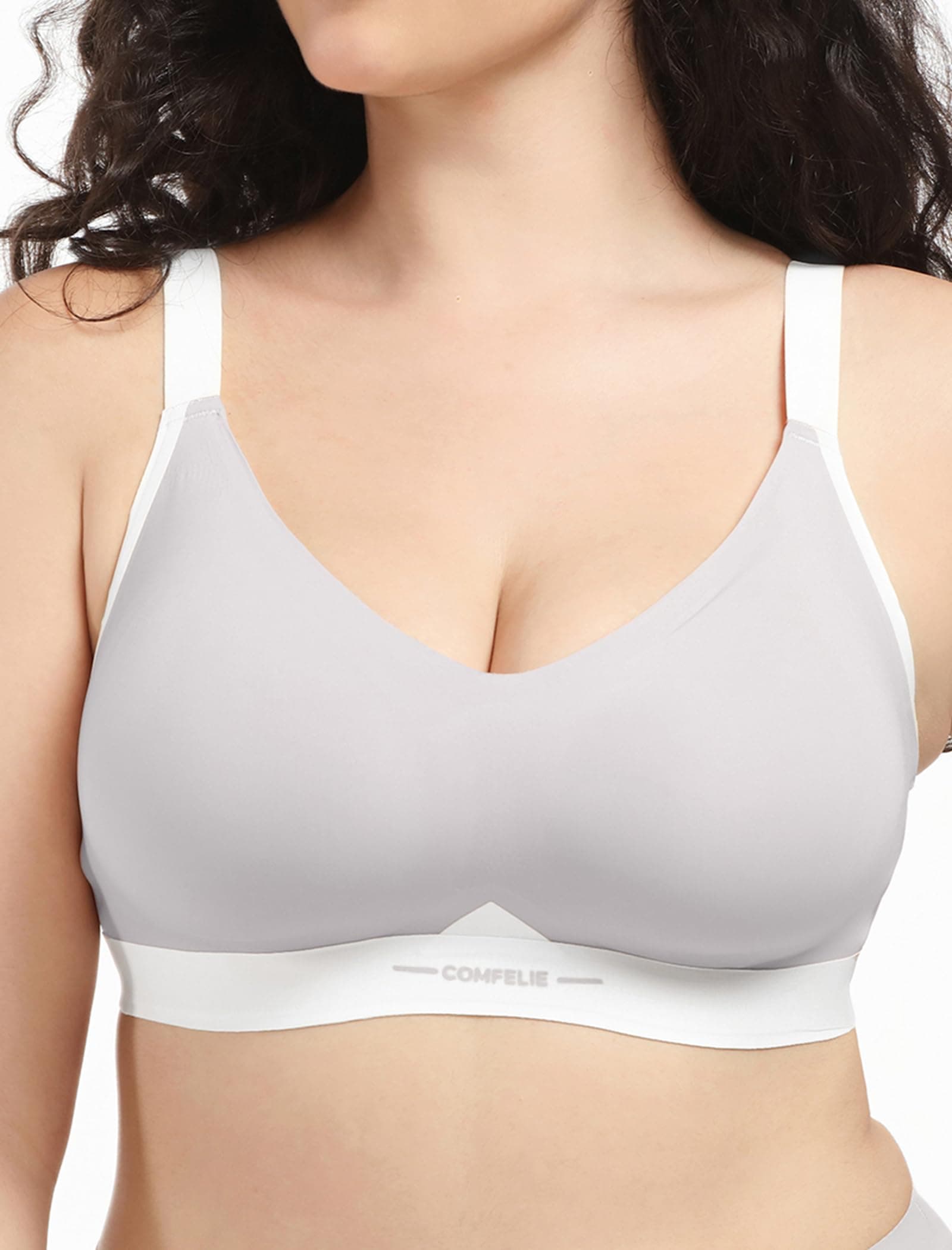 COMFELIE Seamless Wireless Bra for Busty Women Deep V T-Shirt Bralette