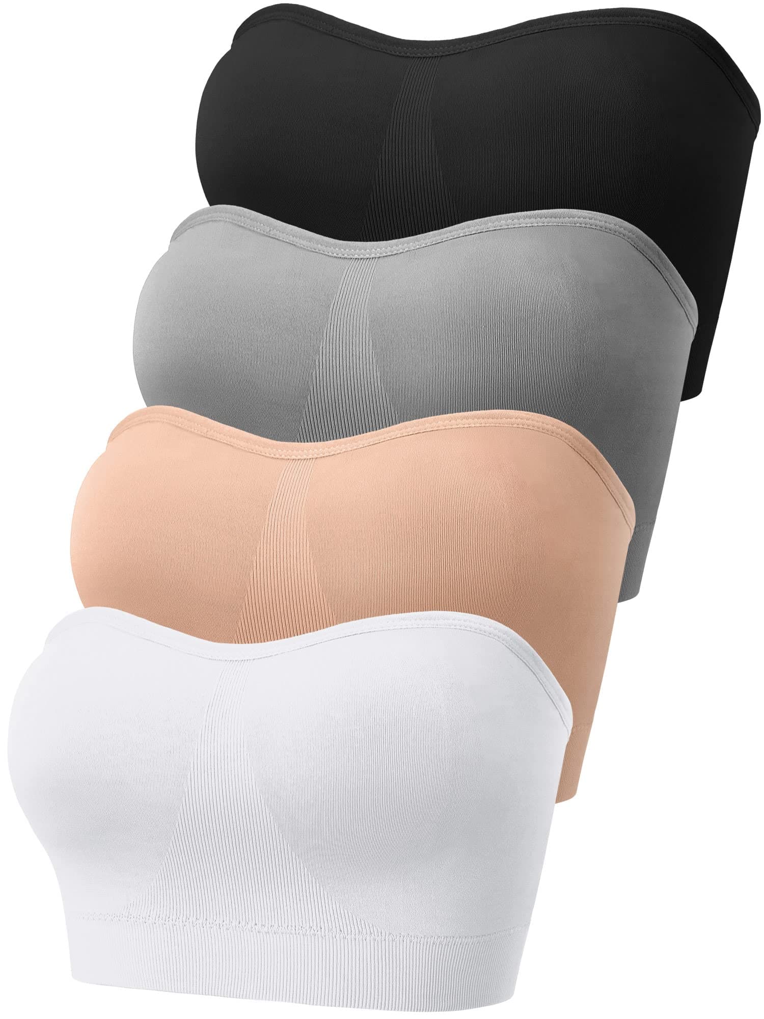 Geyoga 4 Pack Women's Non-Slip Padded Bandeau Sports Bralette