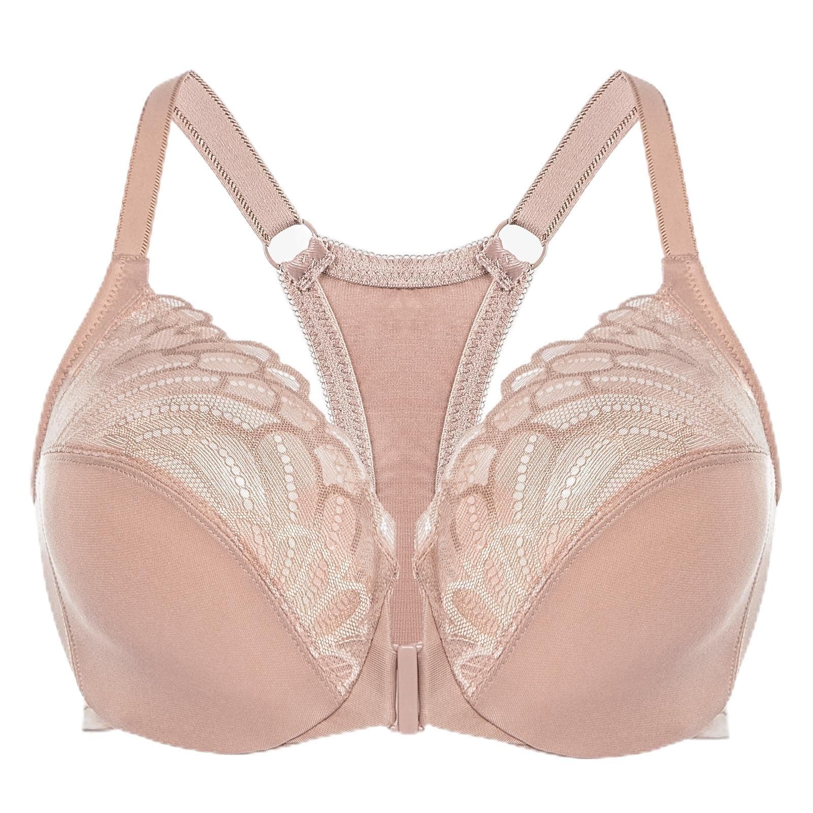 Meleneca Women's Plus Size Front Closure Lace Underwire Bra
