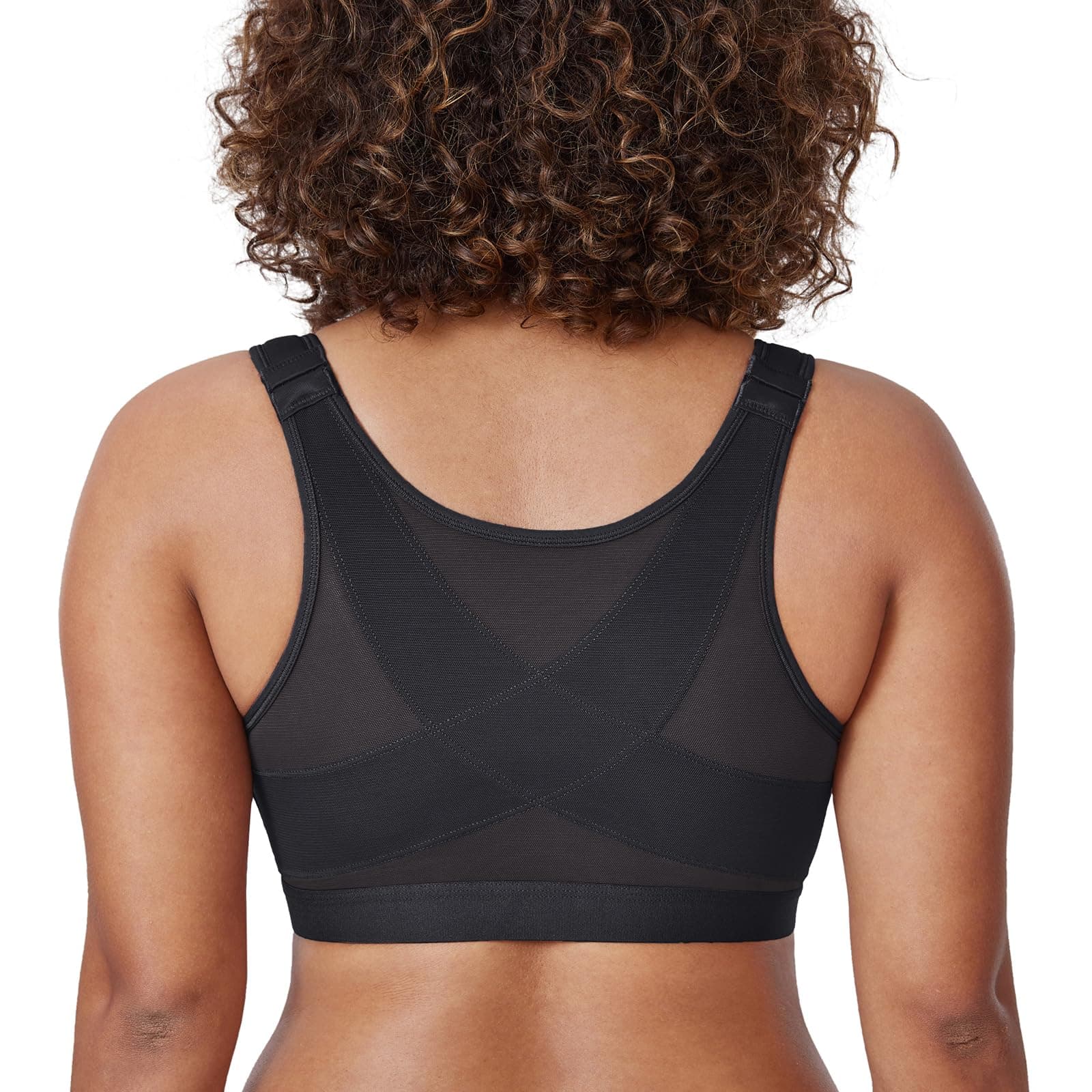 DELIMIRA Women's Wireless Posture Support Back Bra with Front Closure
