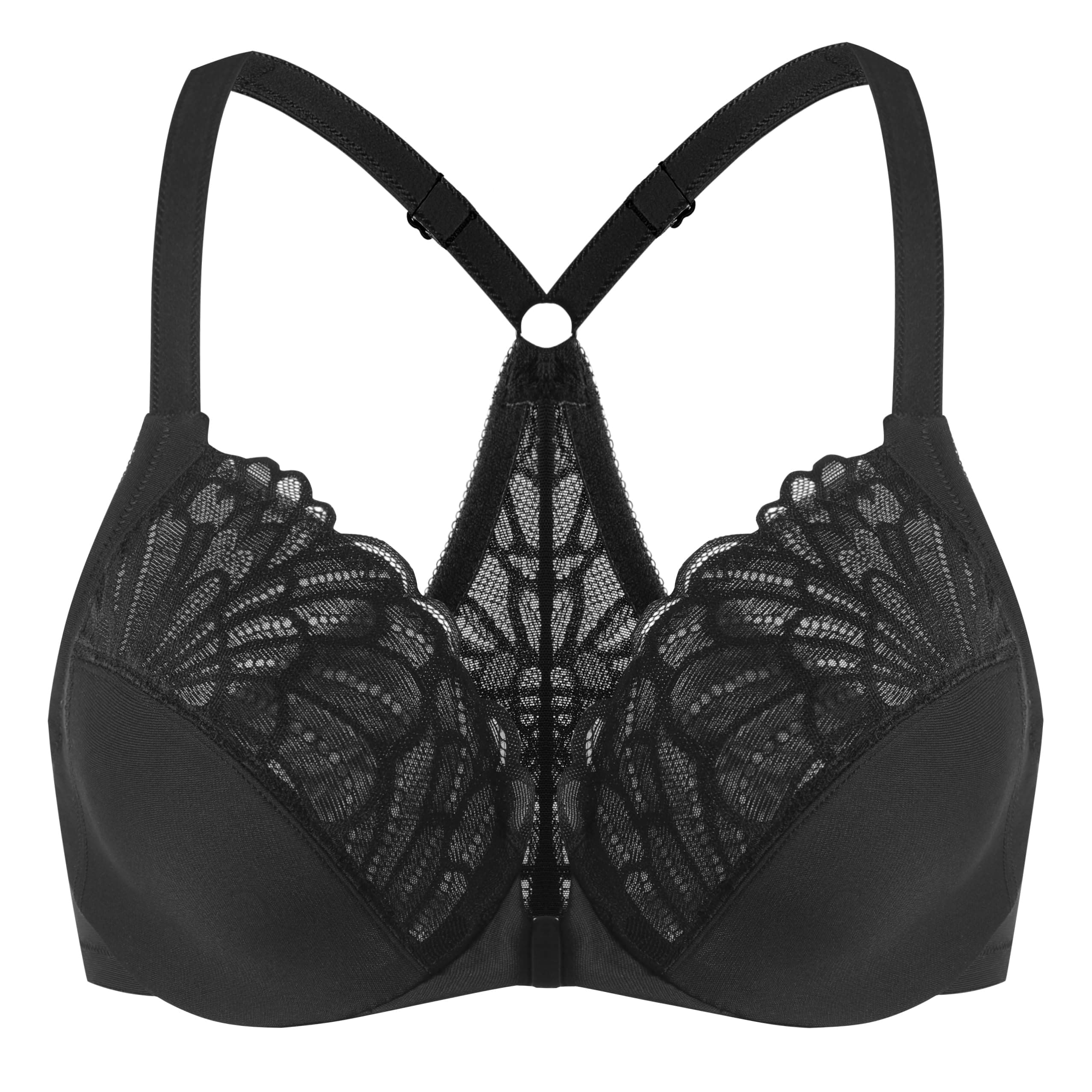 MELENECA Plus Size Front Closure Racerback Unlined Underwire Bra