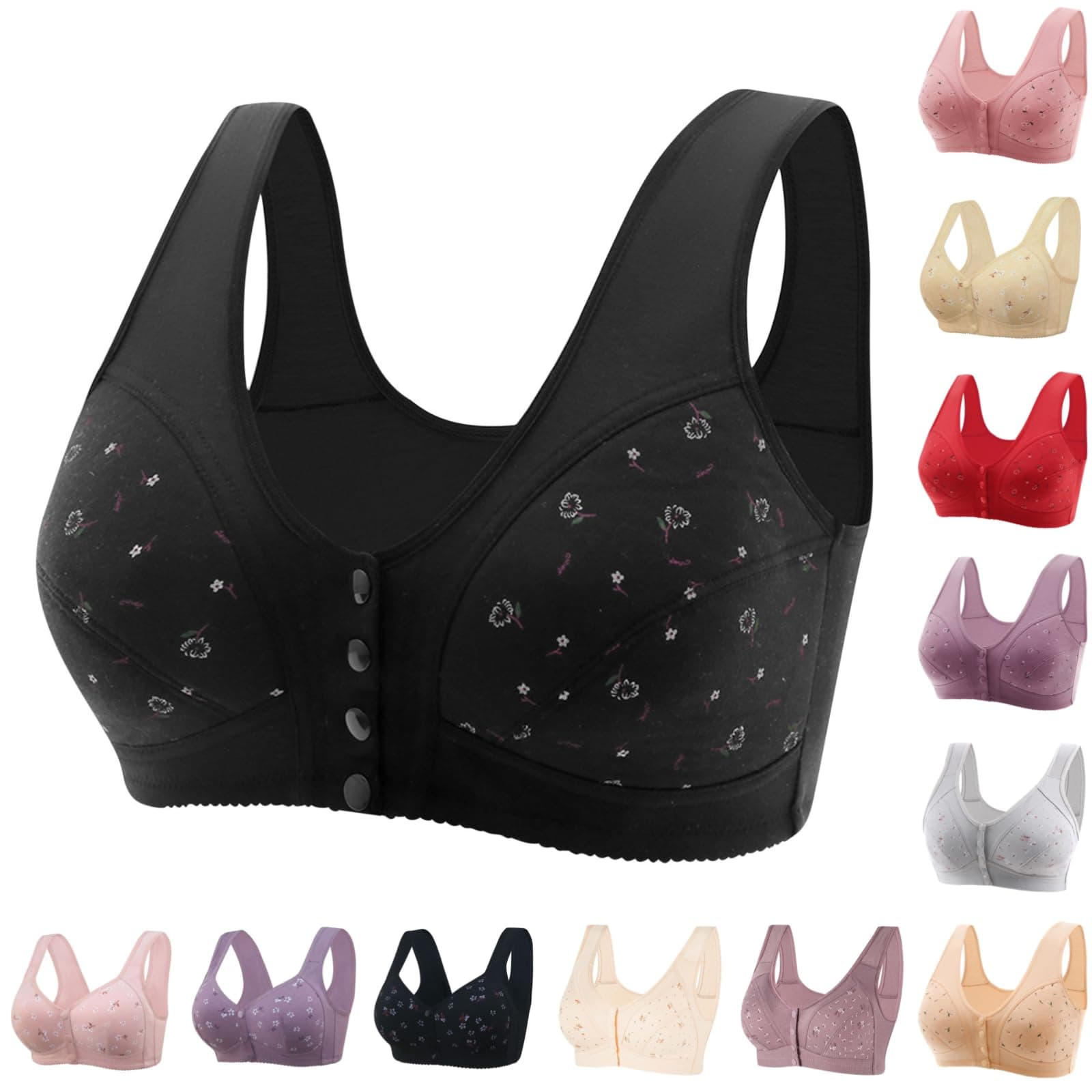 LIKEOULI Breathable Daisy Bra for Older Women with Snaps