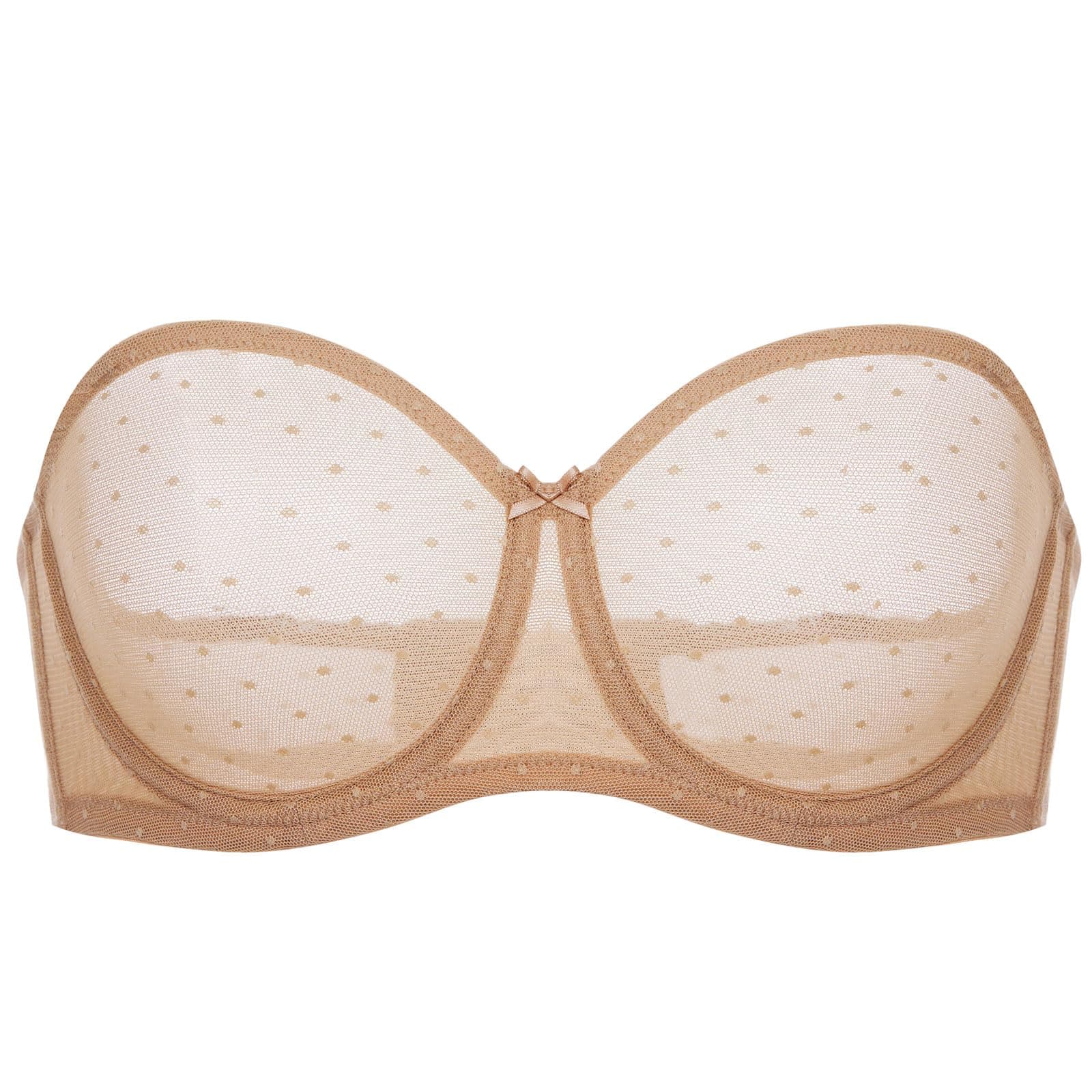 DOBREVA Plus Size Mesh Strapless Underwire Bra
